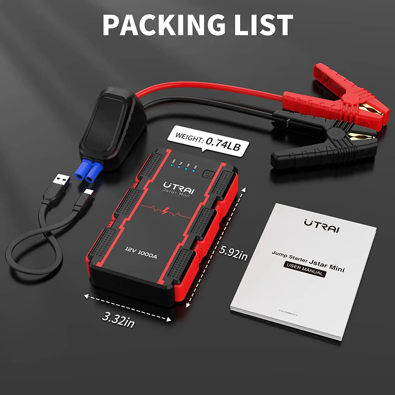 Utrai 1000A пиковое значение тока Jumpstart 12V/8A пусковое устройство power bank портативный автомобильный аккумулятор мини скачок стартер оптовая продажа с