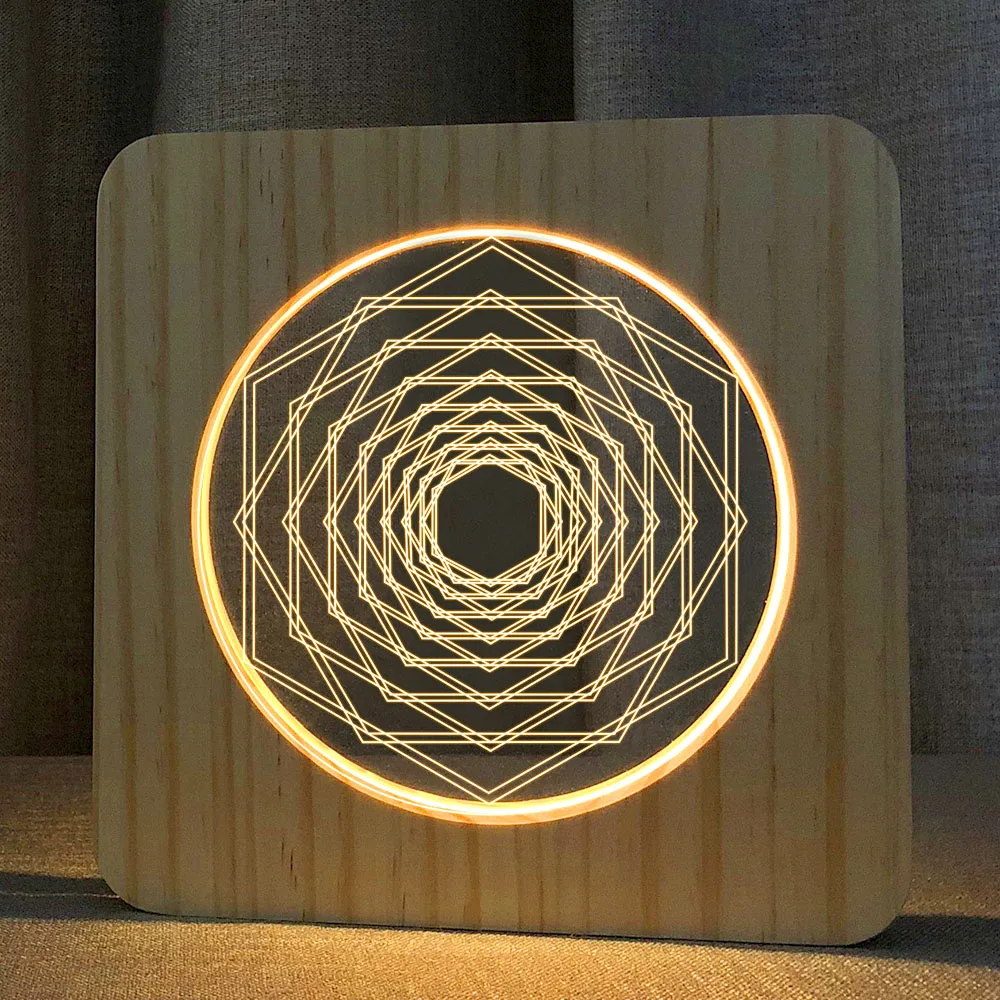 
Custom wood Carved Christmas Gift sets Wooden Carved Craft Wood Led Table Night Lamp 
