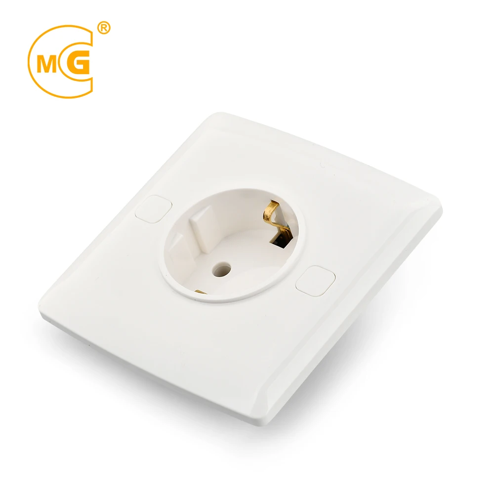 White 1 Gang Plug Socket 16A Type F German Schuko Socket Outlet 250V