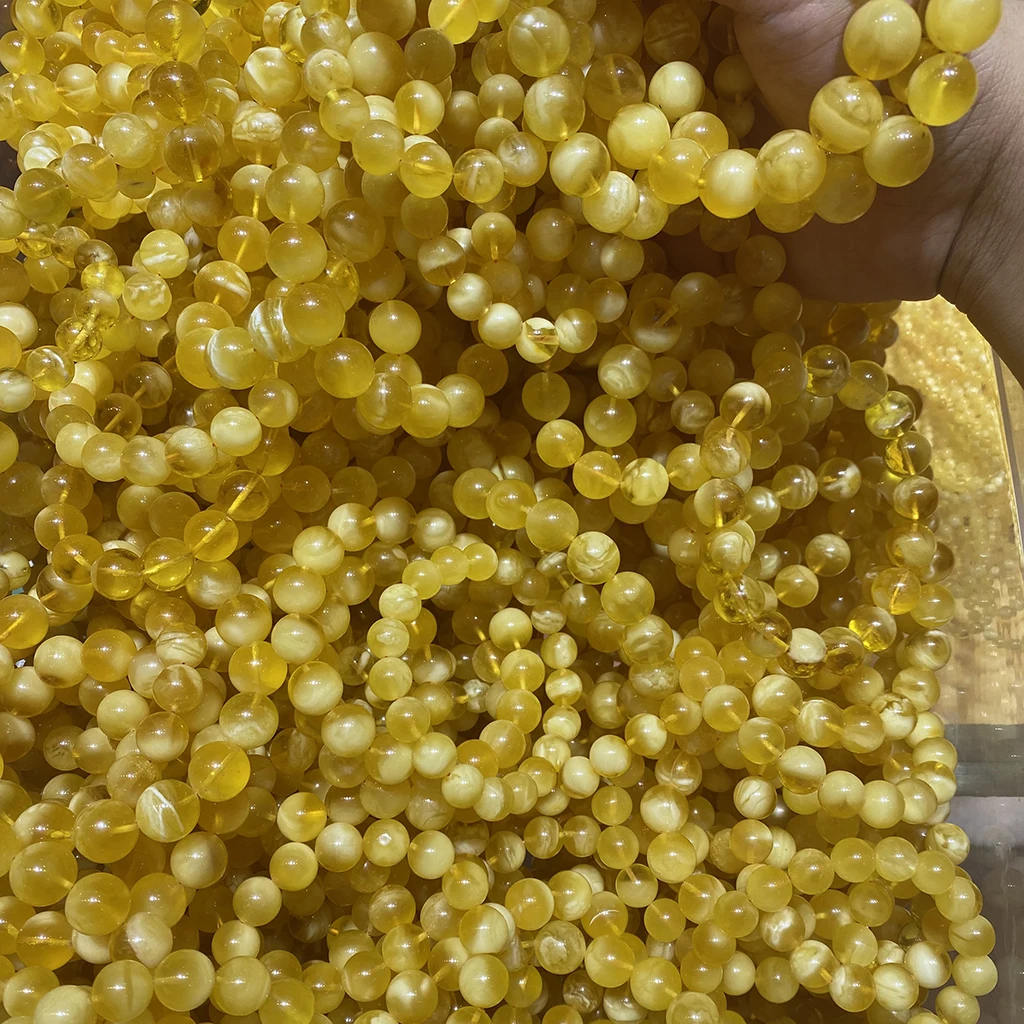 Natural amber Baltic Russia high quality gold white amber cheap amber Muslim prayer beads Amber Beads Bracelet rosary