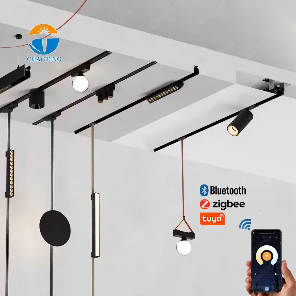 Wholesale Price Led Track Light Pendant Lamp Spotlight Connector Accessories 48V Woven Ribbon Magnet Rail Light Fixture Fittings