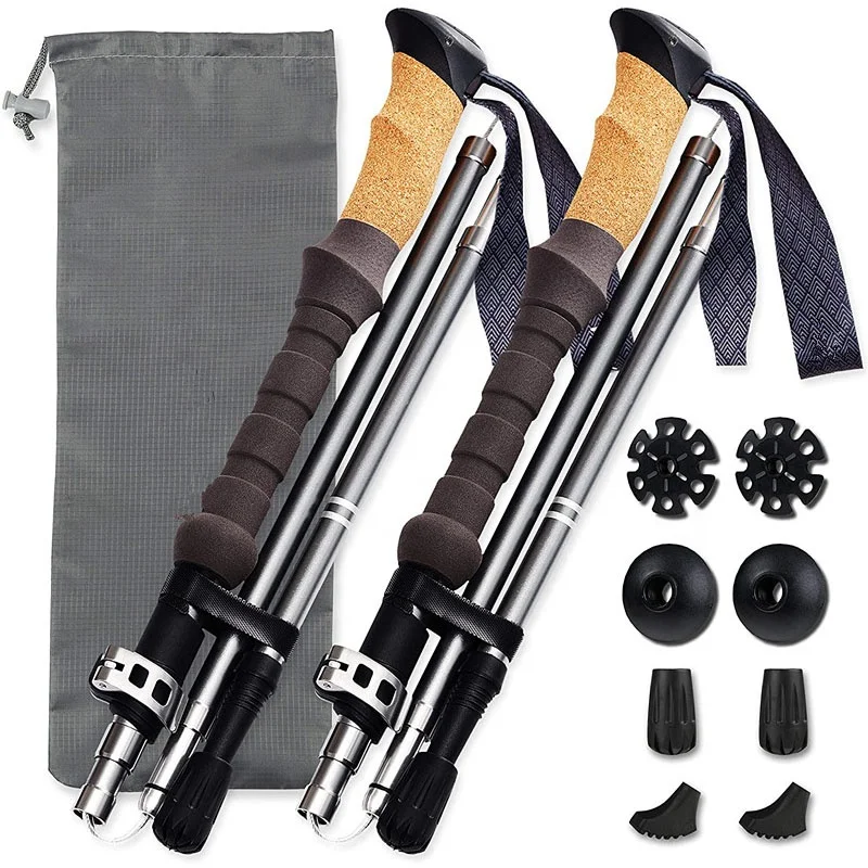 2023 High Quality Telescopic folding Aluminum 7075  walking hiking Sticks Trekking Poles