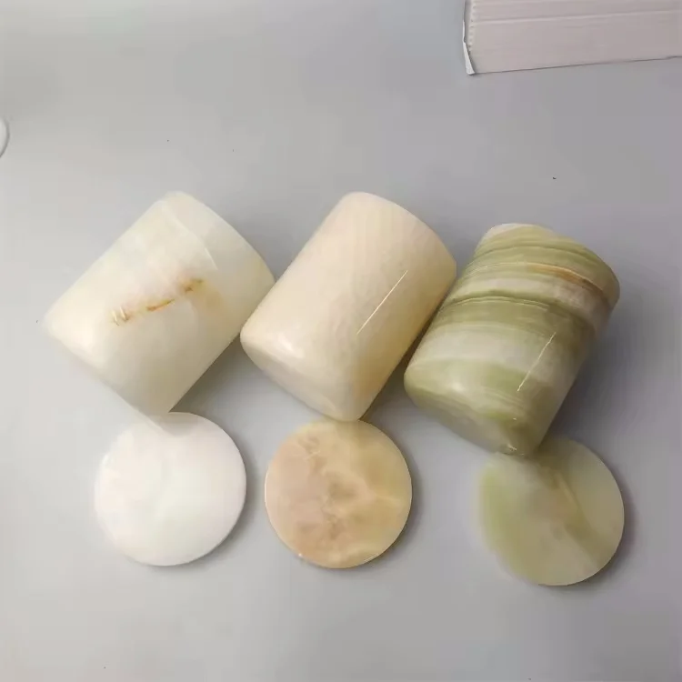 Colorful Source Wholesale Natural Home Decor Holiday Gift Hot Christmas Agate Marble Travertine Candle Jar