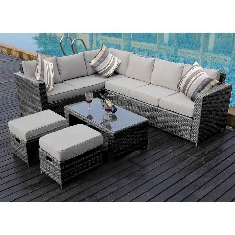 8 Seater Garden Furniture Rattan Sofa Set Barcelona Modular Rattan Corner Sofa Set With Storage