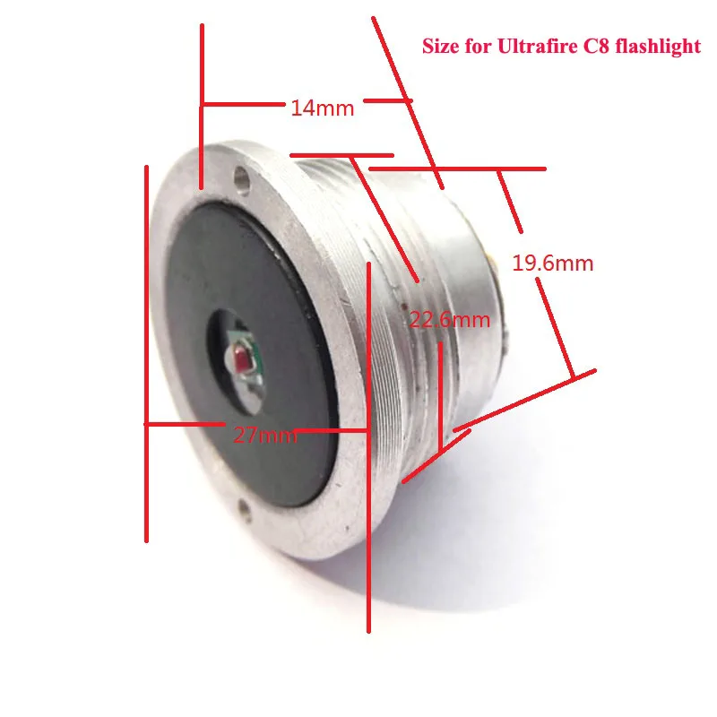22.6mm 22.8mm Thread Diameter XPG R5 Red Light LED Drop-in for C8 C12 Flashlight