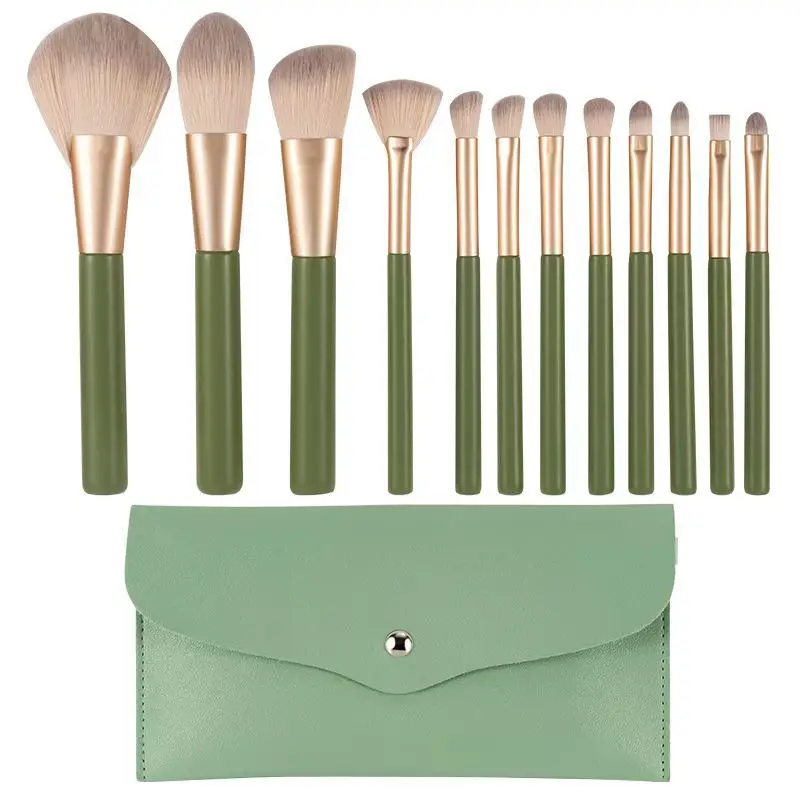 12 Pcs High Quality Vegan Synthetic Make Up Brushes Luxury Professional Private Label Makeup Brush Set With Bag Sample Dedicated