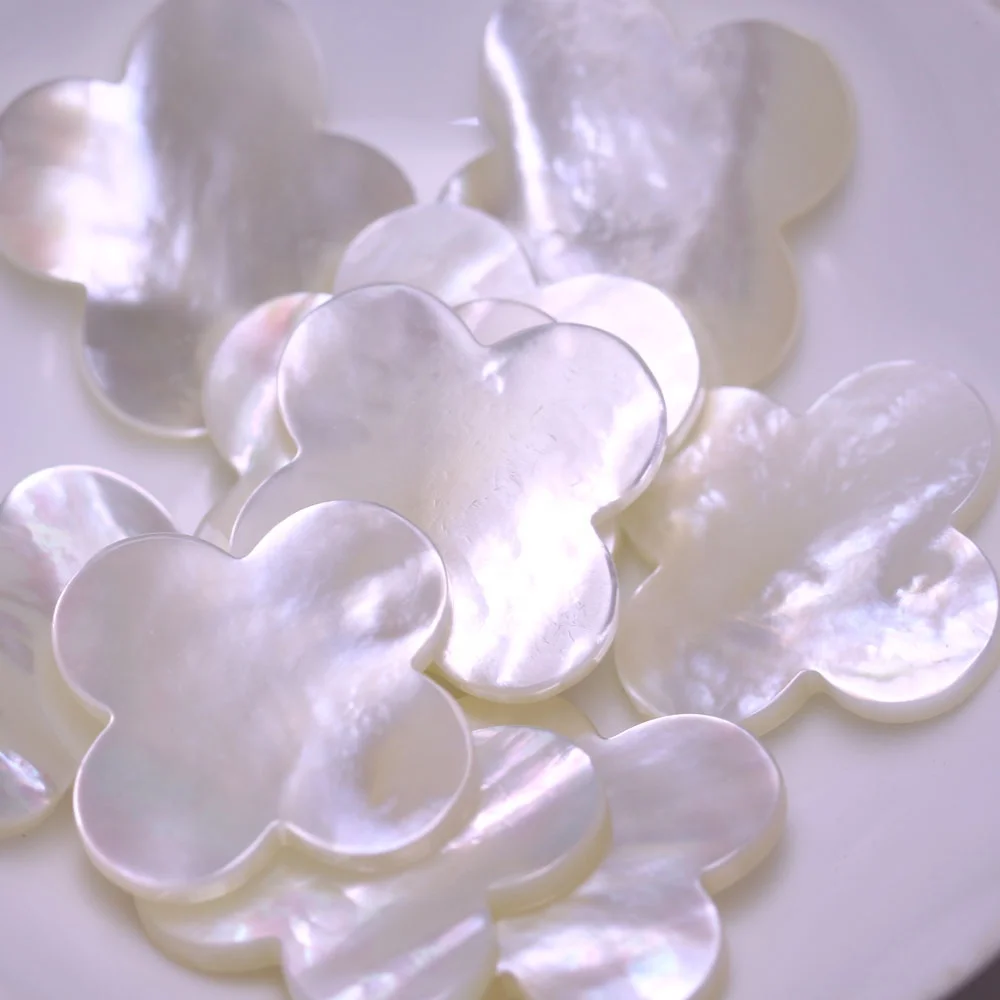 Big Size Natural four leaf clover white sea shell mother of pearl