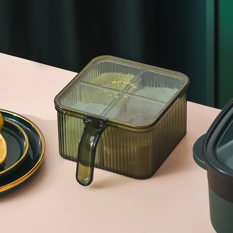 Kitchen Spice Box Set Four-Compartment Spice Jar Household Multi-Compartment Storage Box With Lid