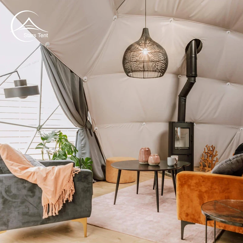 Luxury Hotel Camping Transparent Geodesic Dome House Pvc Dome Tent Glamping For Resort
