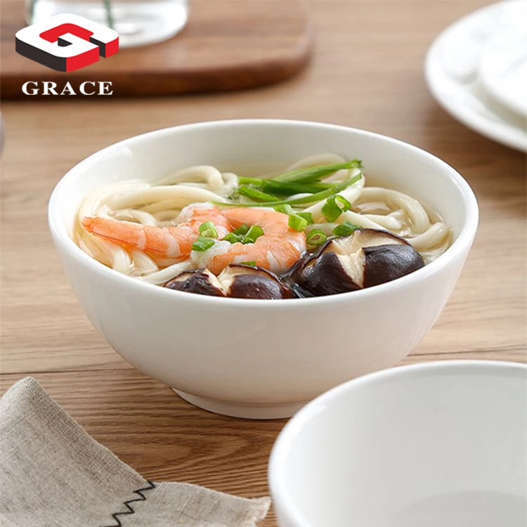 Wholesale white ceramic cereal bowls round porcelain bowls household dinner serving salad custard soups rice bowl