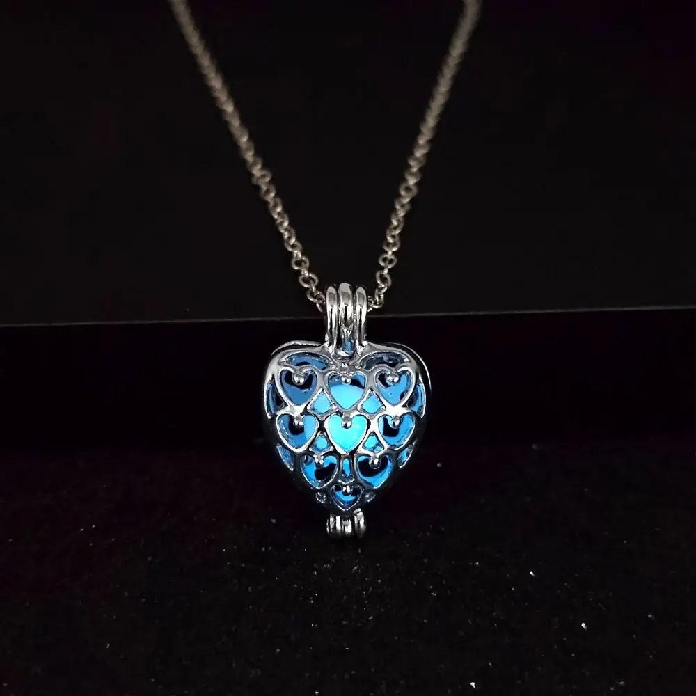 2312 new fashion hollow love lovers luminous necklace   multi-color Halloween pendant