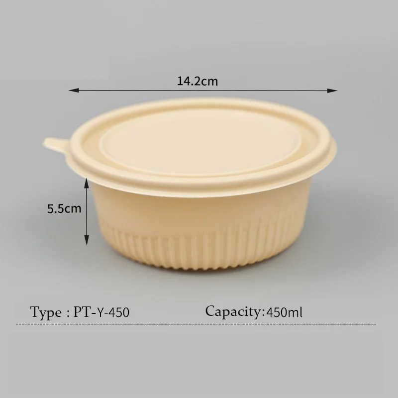wholesale corn starch round bowls disposable packaging boxes noodles soup bowls biodegradable and eco-friendly meal boxes