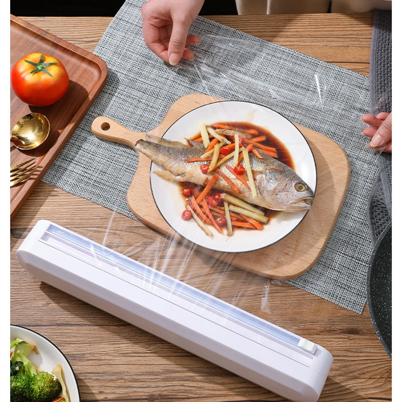 Cling Film Food Grade Slide Cutter Multi dimensional Design Household Stretch Plastic kitchen item
