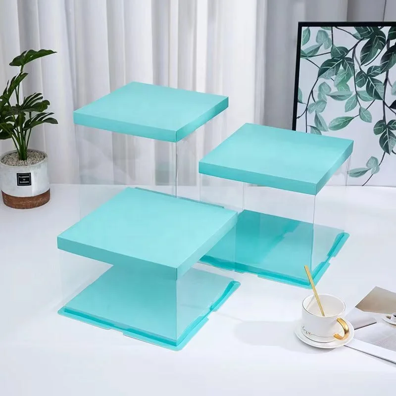 Customize Wholesale Luxury Birthday Tall Transparent Package Clear Cake Box