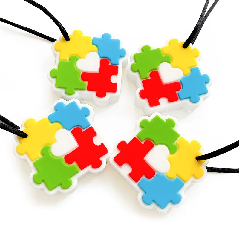 Оптовая продажа, детские игрушки без бисфенола А, силиконовый прорезыватель, детский прорезыватель, детский аутизм, силиконовое Сенсорное жевательное ожерелье