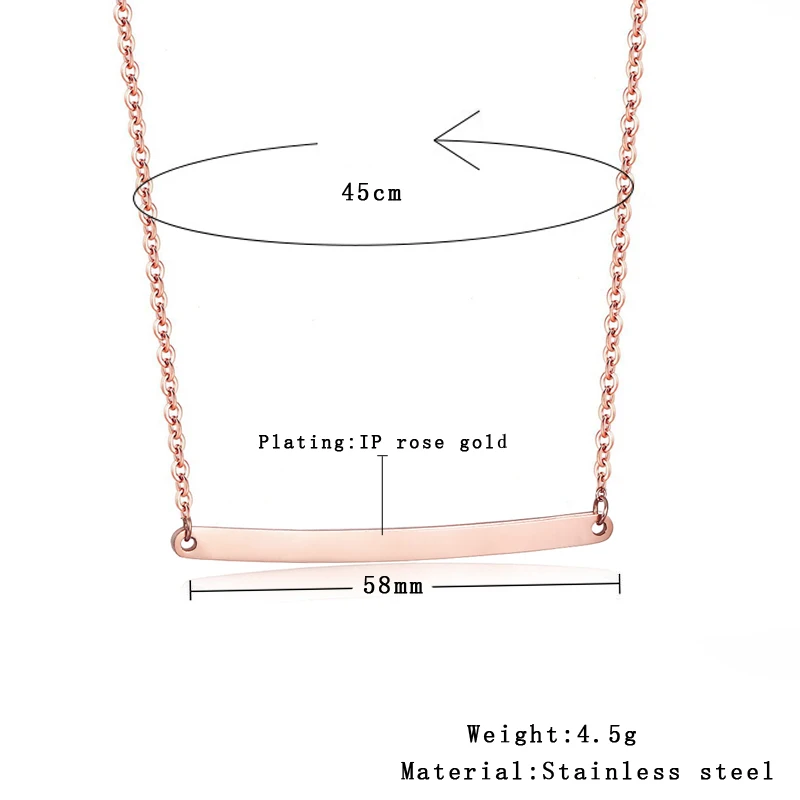 Titanium steel rose gold  Word necklace niche design simple temperament female