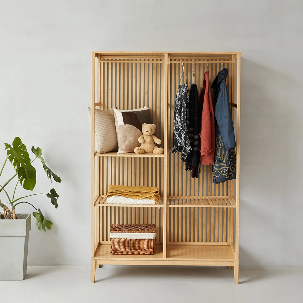 bamboo nature color office storage cabinet high capacity entrance large bamboo office cabinet furniture with door