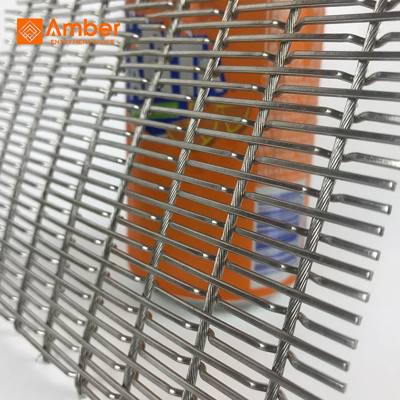 Architectural Decorative Silver Woven Wire Drapery For Garage Door