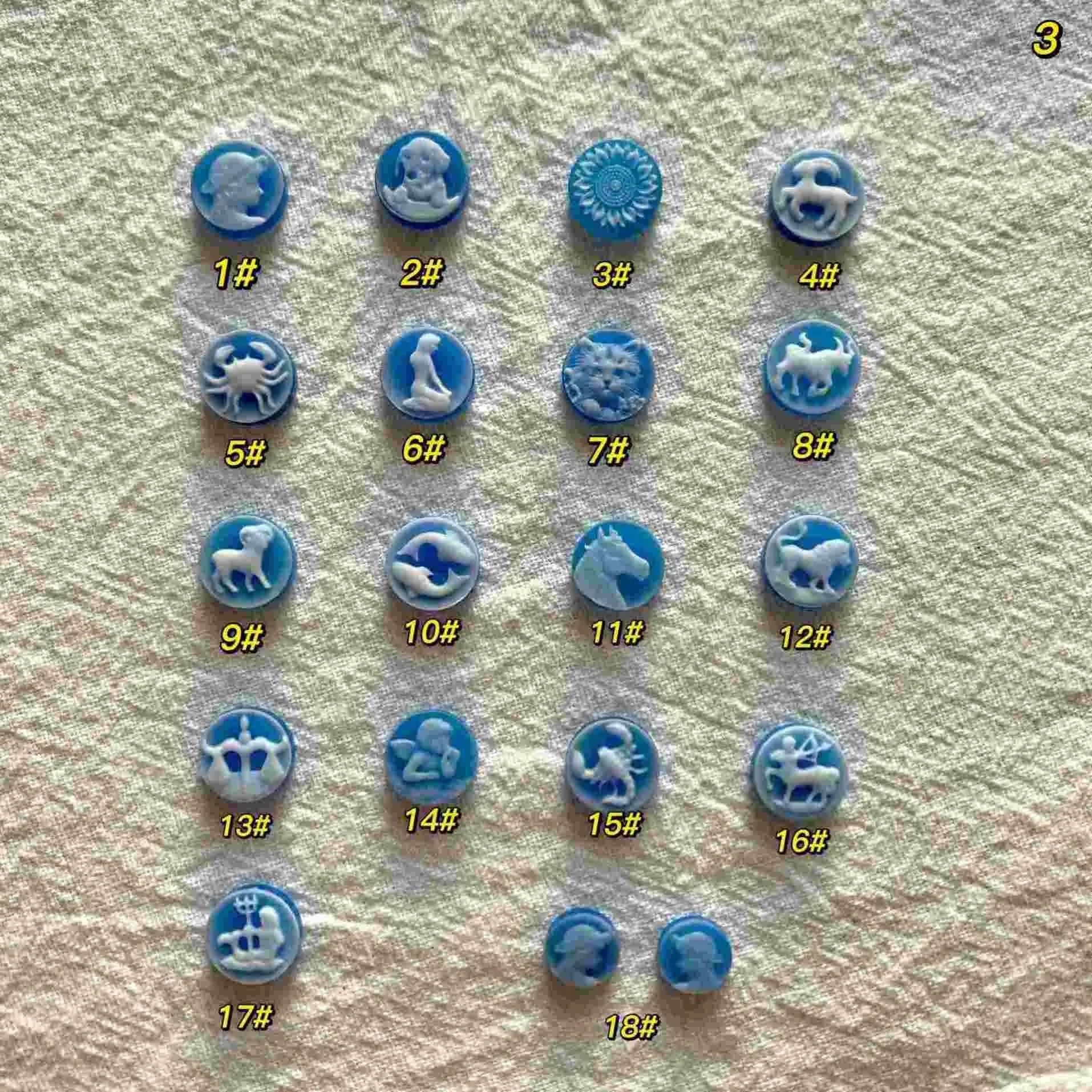 Vintage Victorian Portrait Cabochon Gemstone Commemorate Pendant Rings Fine Jewelry Making Natural Stone Blue Agate Cameo