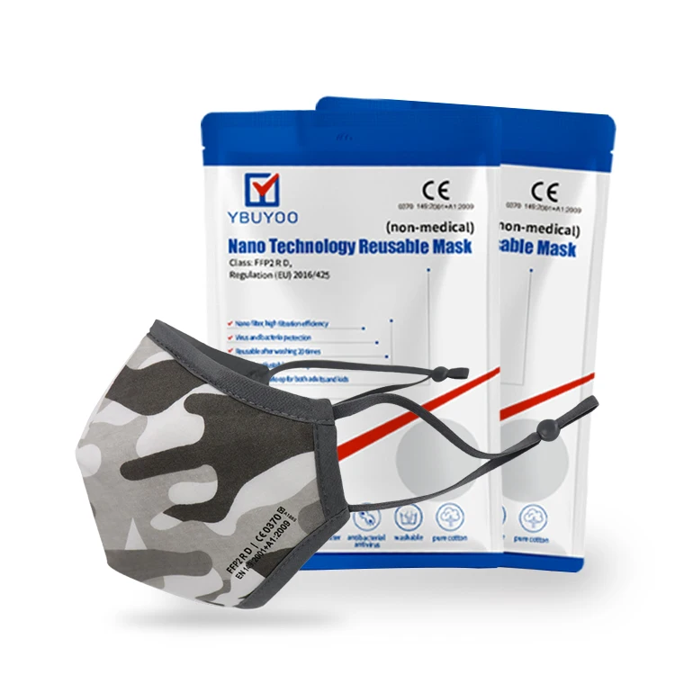 Ybuyoo Reusable nano face mask with logo party costume mask antifog camouflage kn95 with quick delivery