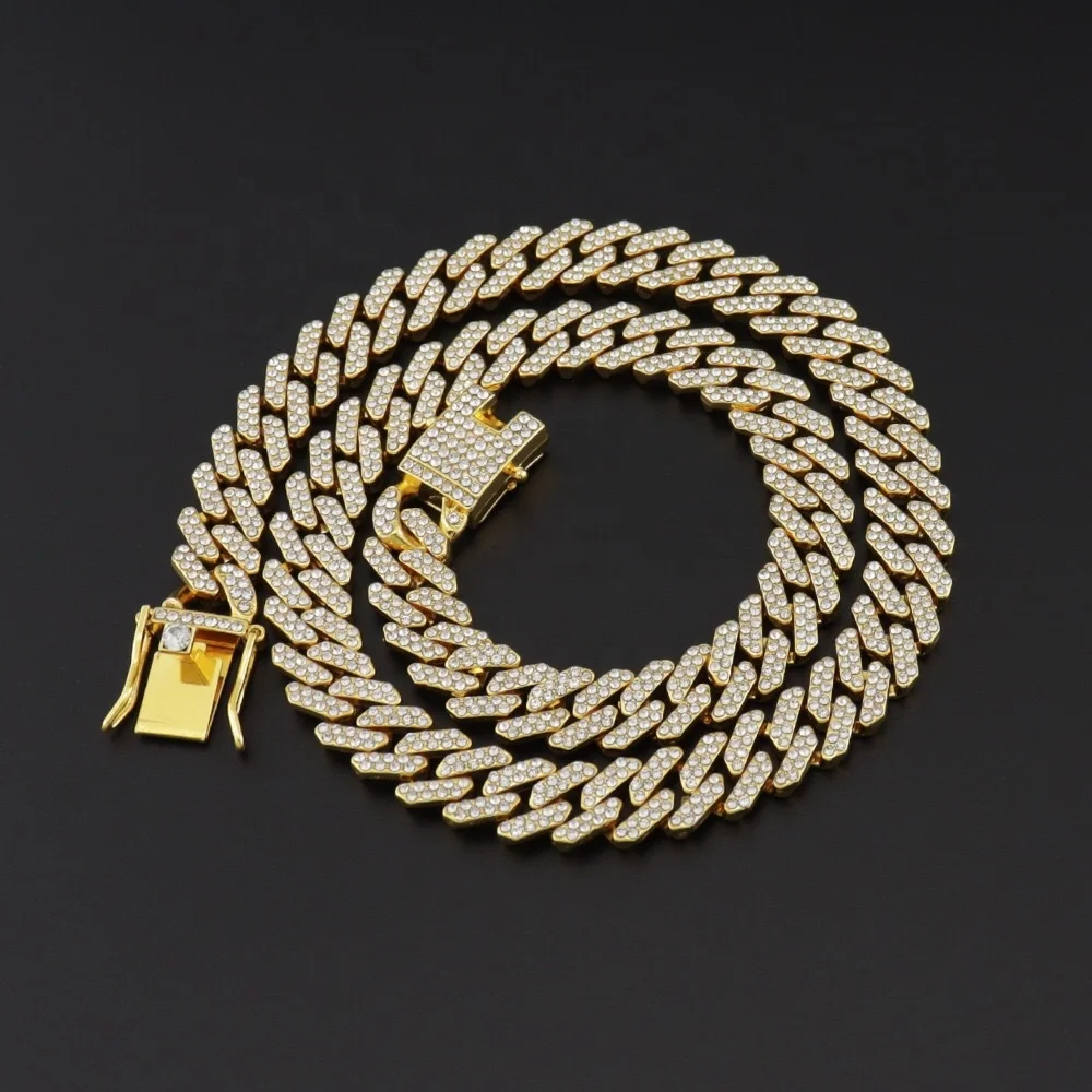 Luxury Bling Hip Hop Iced Out Diamond Watch Gift Set Cuba Chain Diamond Necklace Bracelet Men Watch Set