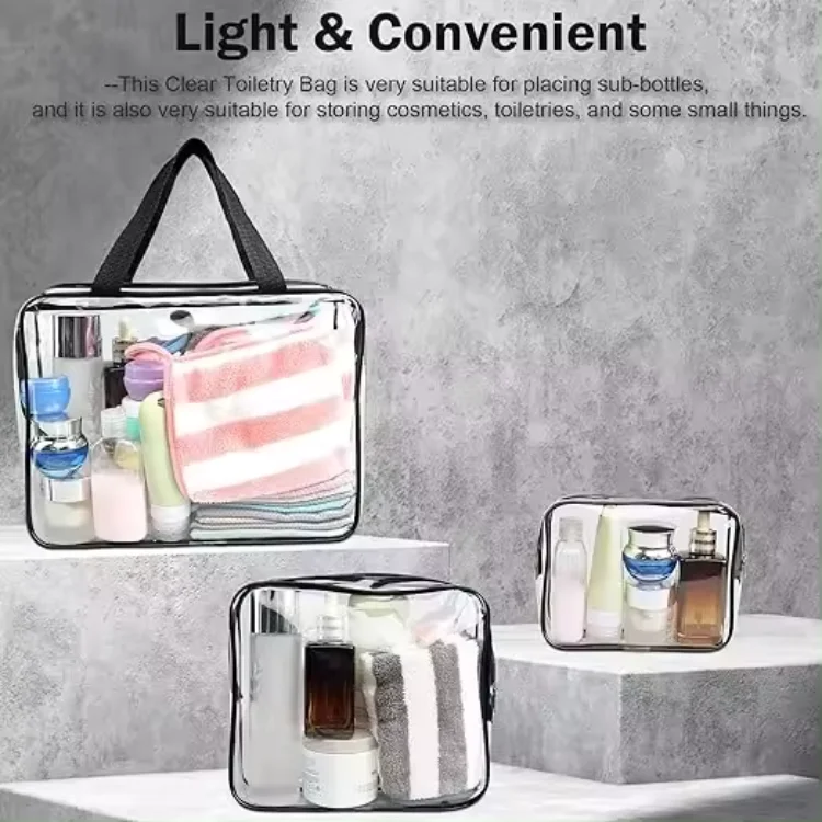 Transparent Skincare Storage Waterproof Pvc 0.3 Mm Business Travel Toiletries Gift Makeup Bag