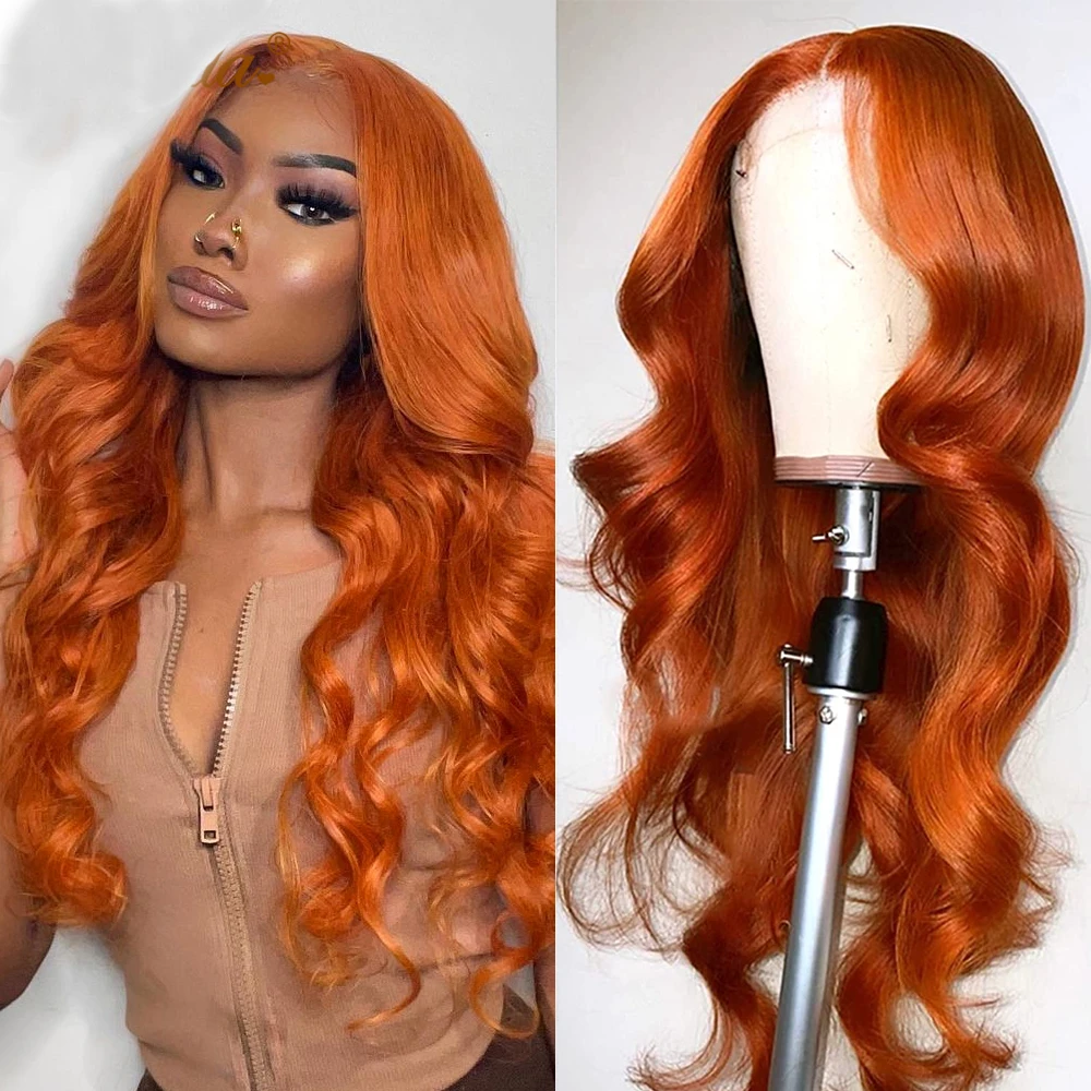#350 Ginger Orange Brazilian Body Wave Human Hair HD Lace Frontal Wigs for Black Women Lace Front Wigs Full Lace Human Hair Wigs