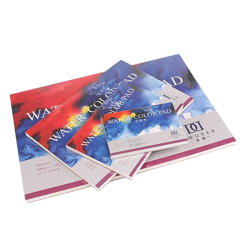 Amazon Hot sale 20 Sheets 300gsm 25%cotton A4/A5 art 300g watercolor paper painting watercolour Pad papel para acuarela