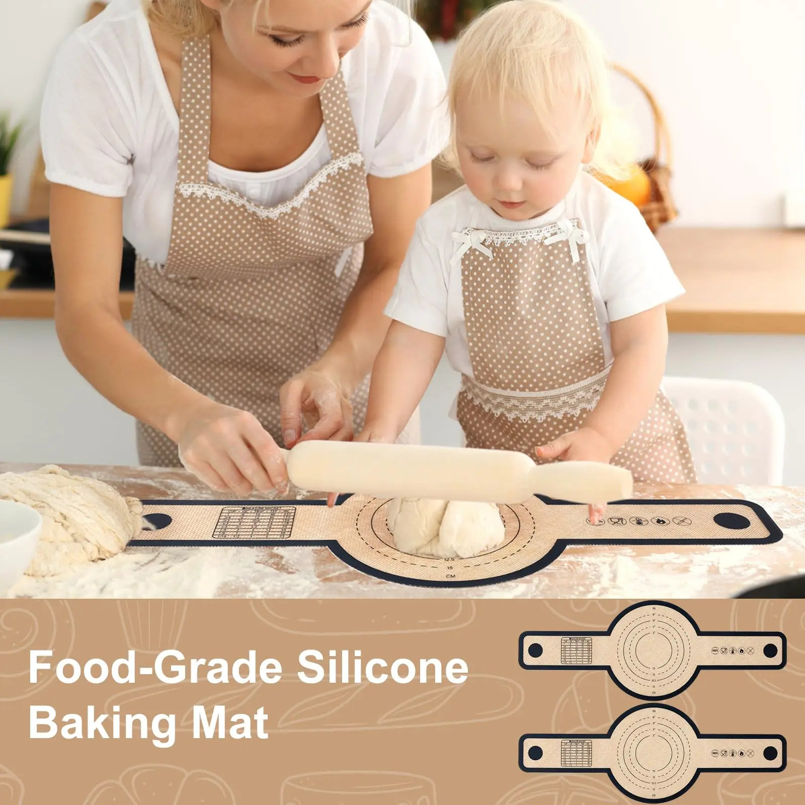 Silicone Bread Sling for Dutch Oven, non-slip silicone pastry baking mat with Long Handles