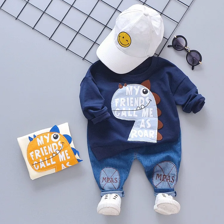
2020 hot sale fashion cute popular jeans long sleeve printed sweatshirt children clothes little boys clothing 