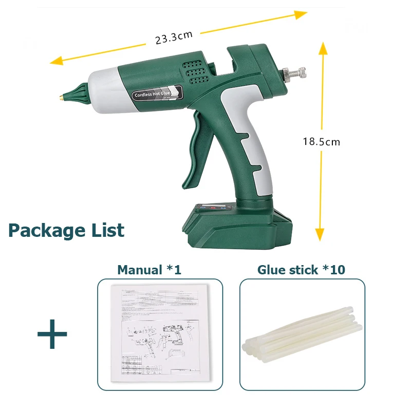 Cordless Hot Melt Glue Gun for Ma kita/Dew alt/Mil waukee Bos ch 18V Li-ion Battery Digital Display Glue Gun for 11mm Glue Stick