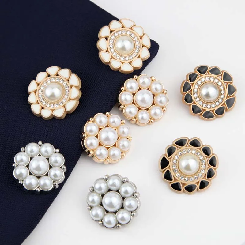 High-End Clothing Accessories Metal Flower Button Beads Plating Technique Woolen Coat Fur Decoration Suit Sweater Decoration