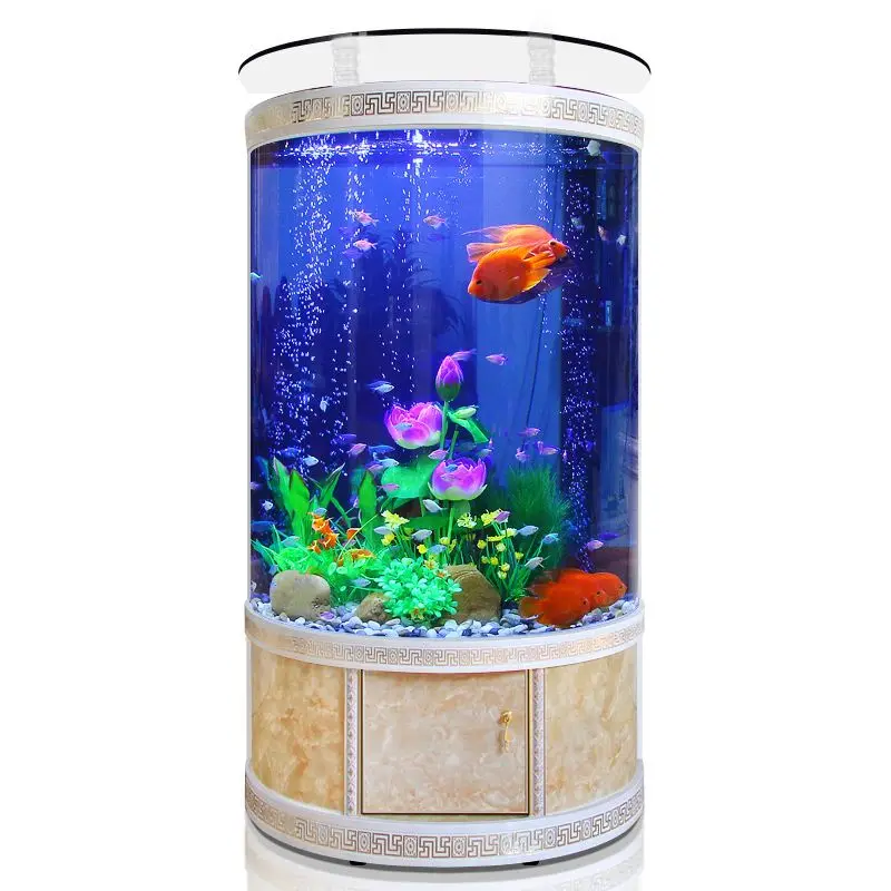 European style semi-circular automatic cleaning glass fish tank,Large acrylic fish tank,Clear aquarium tank, betta tank