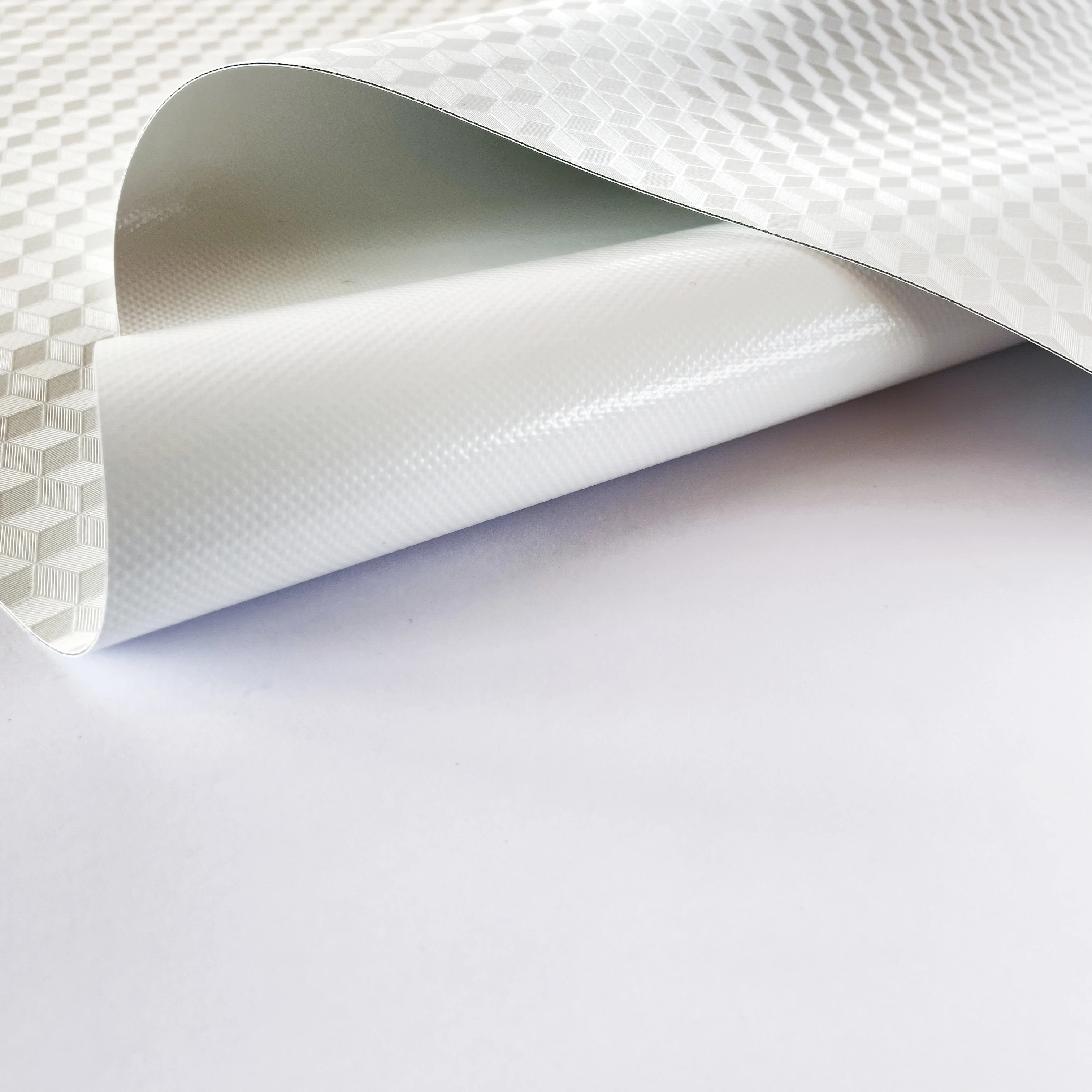 White  850g/m2 1000*1000D 23*23  blockout and double lacquered 100% polyester  3D pvc coated fabric  for shades