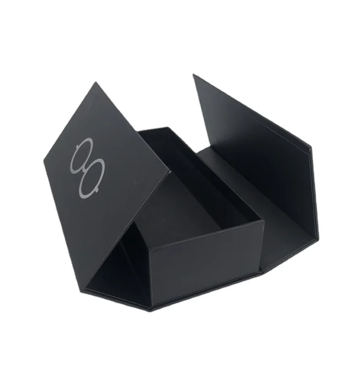 Magnet Custom Free Design Rigid Black Paper Eyeglasses Packaging Boxes Double Side Open Type Magnetic Folded Gift Box
