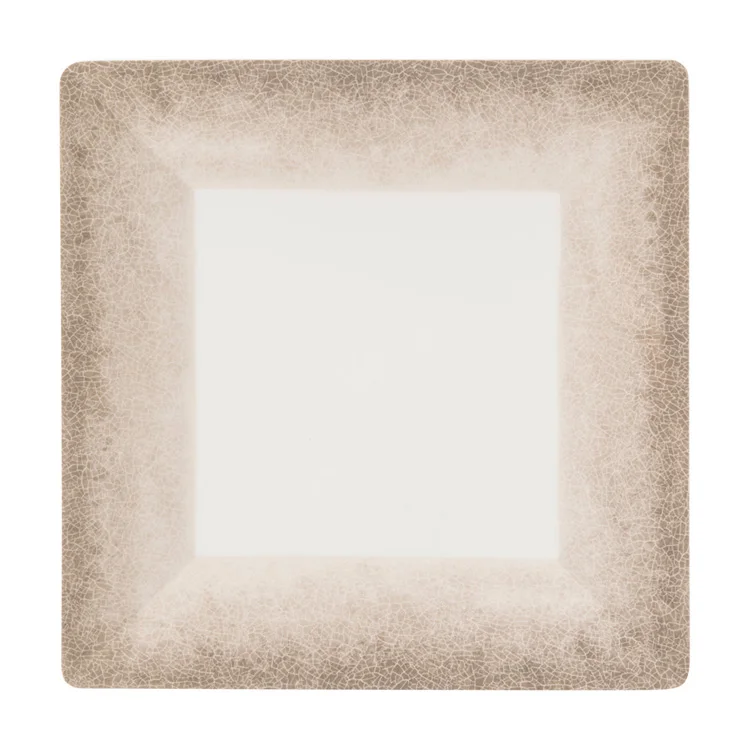 Milamine plate home dessert food safe nordic style dish, melamine hard plastic square plate with crackle finished border