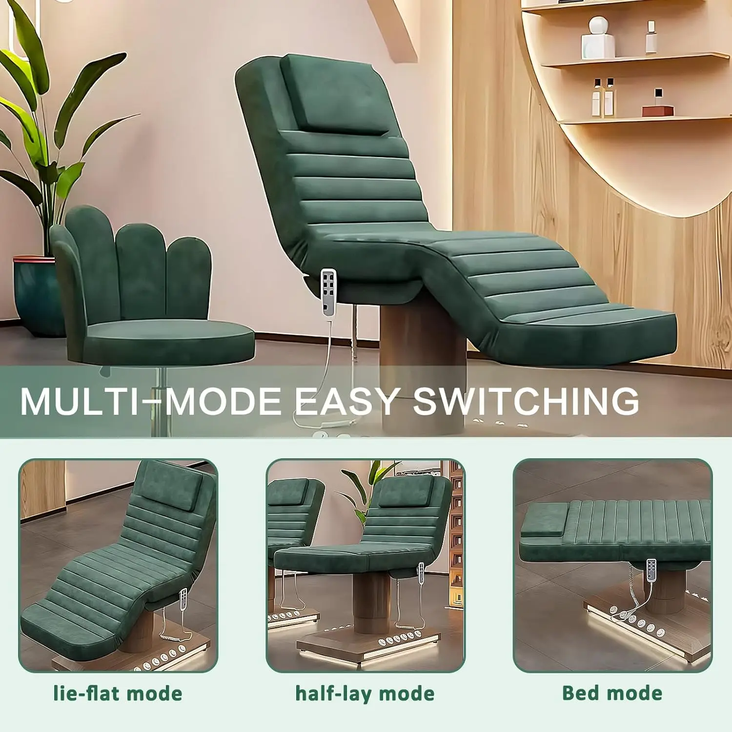 Stripe Design Modern Stainless Steel Frame Beauty Salon Electric Spa Treatment Massage Table Facial Cosmetic Beauty Lash Bed