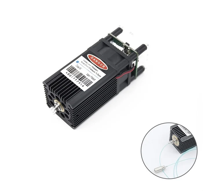 12V Violet 405nm 600mW  Fiber Coupled Laser Module with Heatsink and Collimated Lens