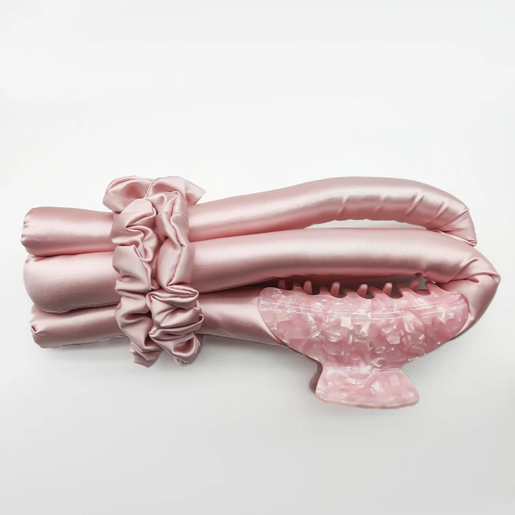 custom logo 100% mulberry silk heatless hair curler curling rod headband no heat silk hair roller for long hair