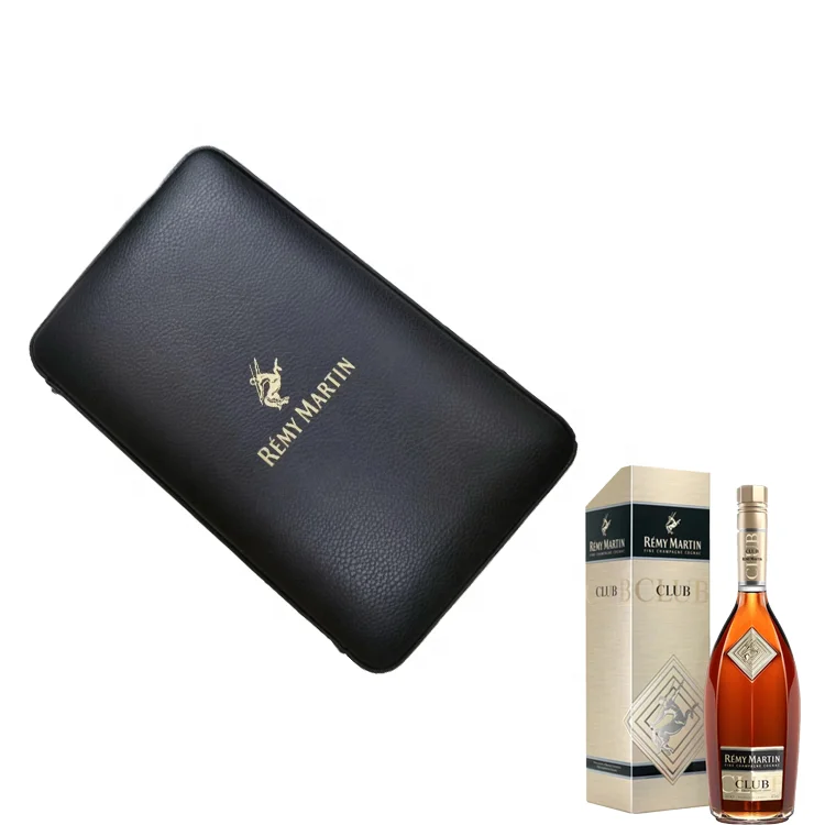 Custom logo pu Portable zipper travel Cigar Moisturizing Set Gift Box Storage Bag for Remy Martin brand promotion