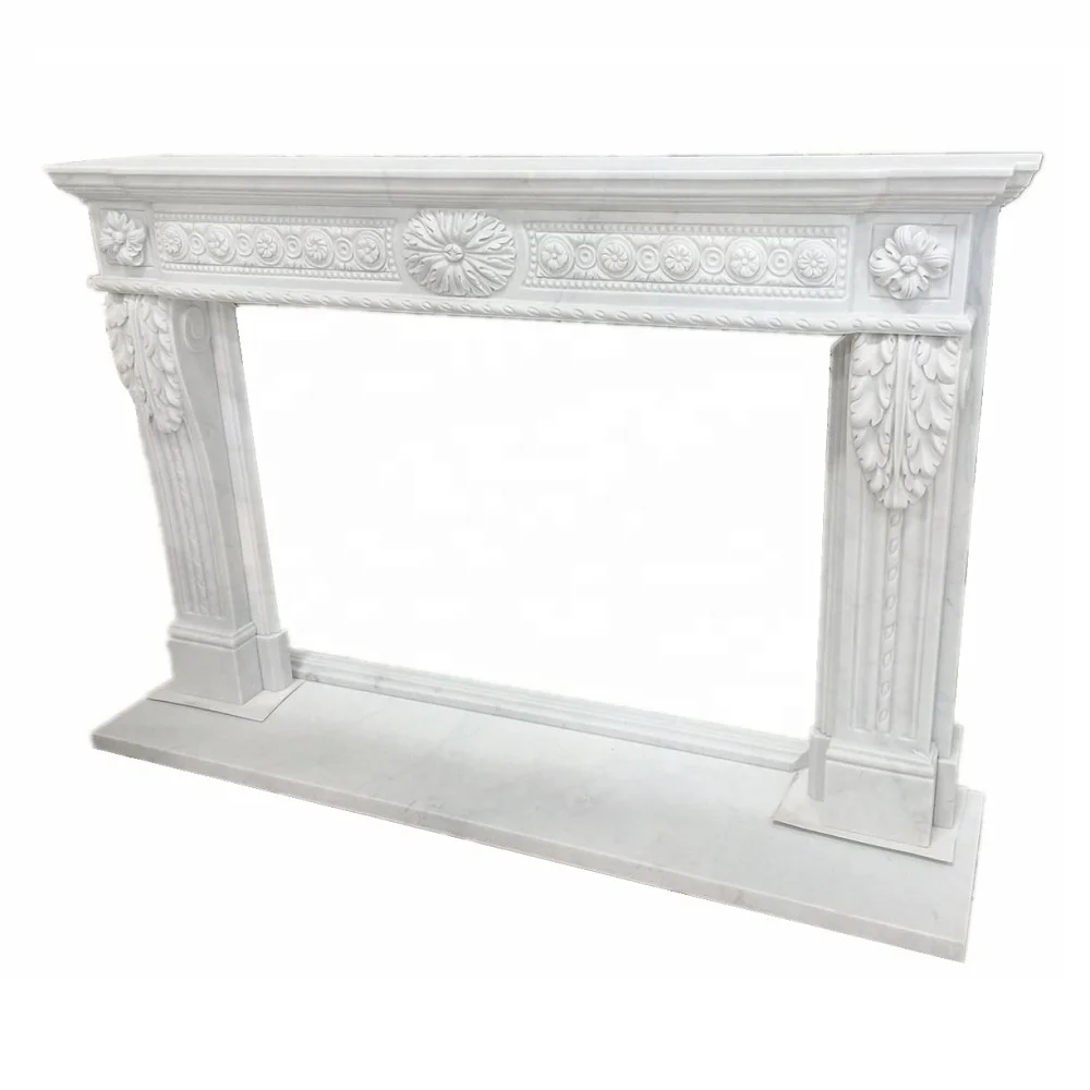 Cheap Pink Natural White & Beige Marble Electric Fireplace Marble Elegant Fireplaces