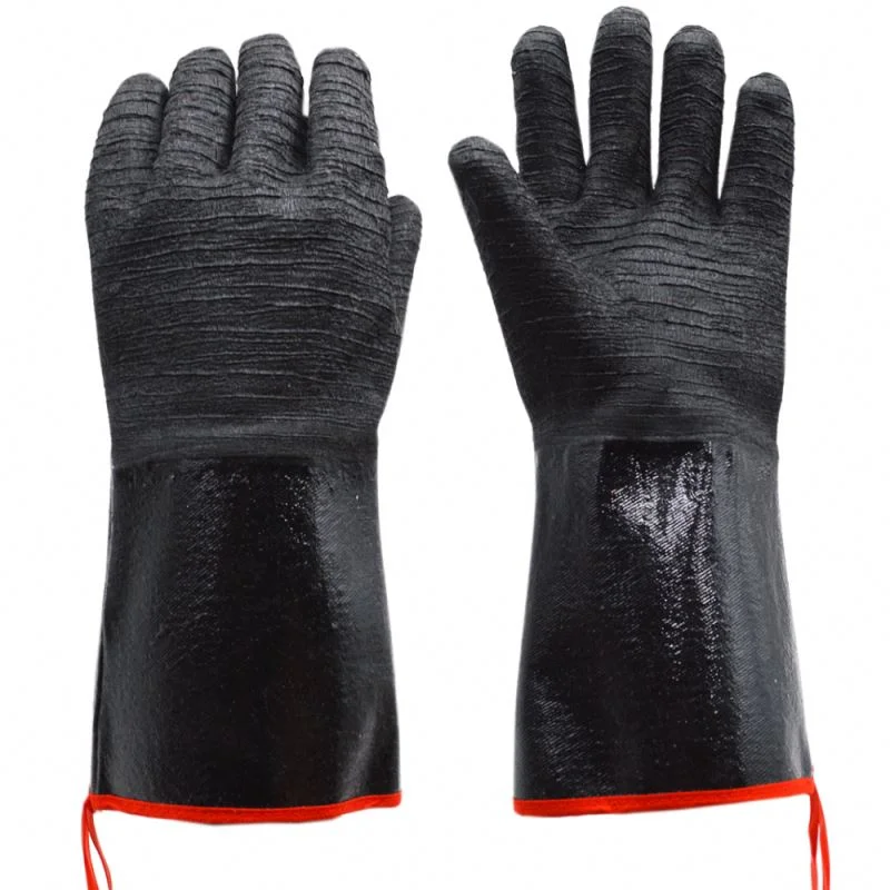 Long BBQ grill gloves 500 Degree Heat High Temperature Resistant Glove For Grill Fireproof Black Neoprene Thicken Gloves