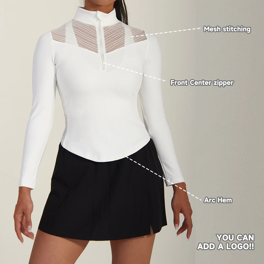 Luckpanther Running Sports Golf Skirt Black Pleated Skirt Short Long Sleeve Slim Golf Shirt Two Piece Gym Wear Tennis Set