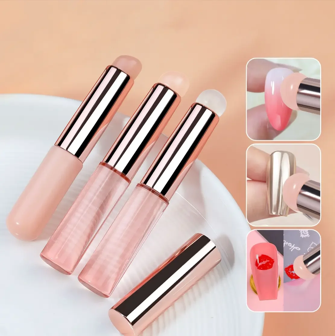 Mini Silicone Lip Brushes With Cover Angled Round Head Lipstick Smudge Brush Portable Lip Gloss Balm Applicator Cosmetic Tools