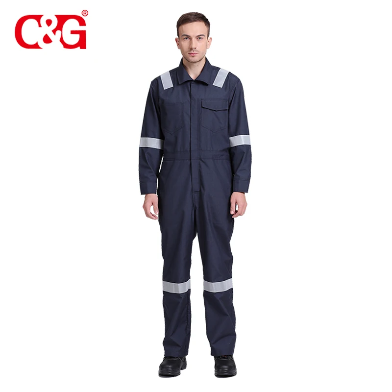 Fire Resistant Overalls Working Uniforms Wholesale Protection Coverall Navy Blue reflective safety clothingNomex IIIA Fabric C&G