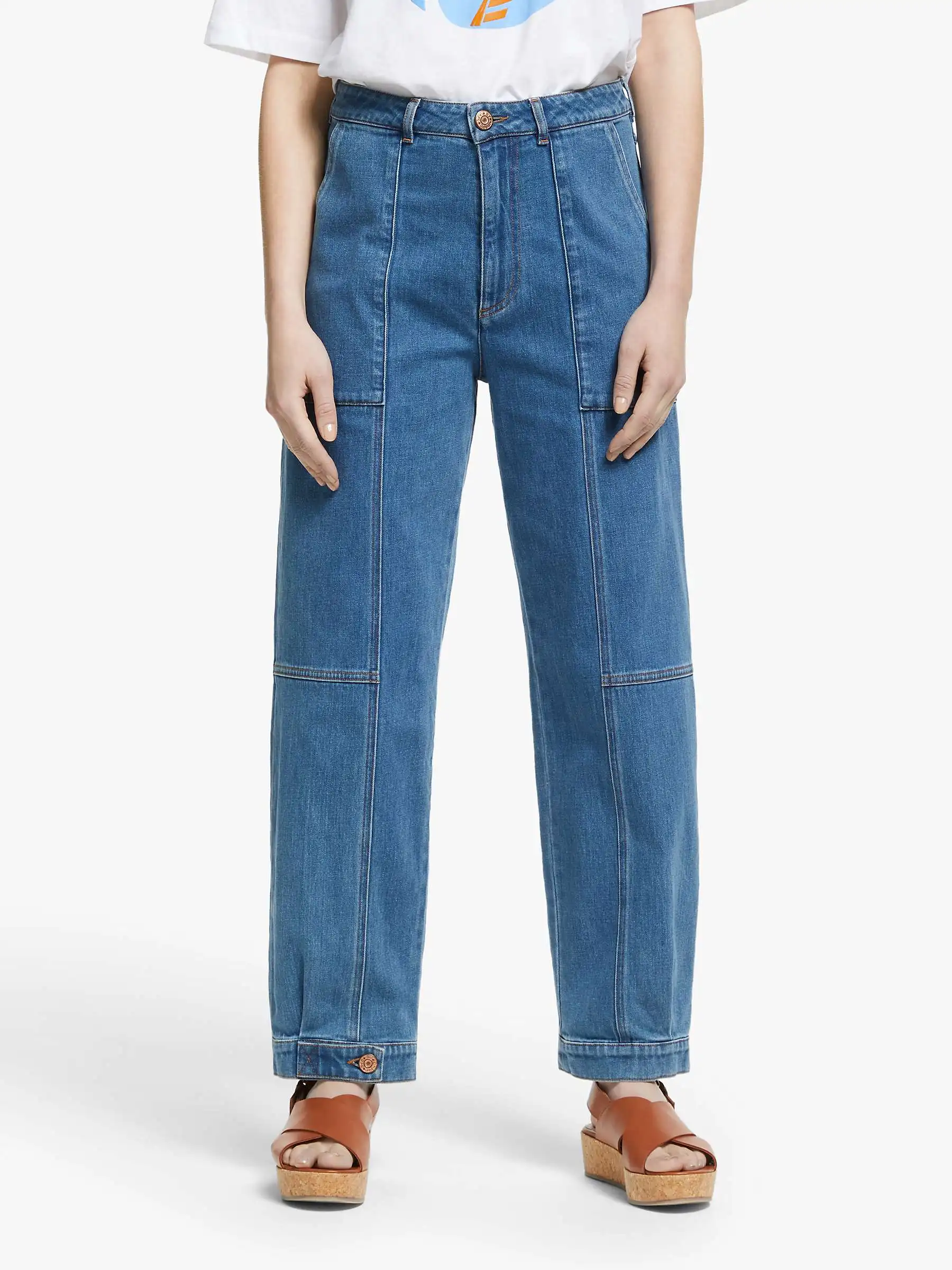 Hot Selling Custom 2024 plus size blue breathable boyfriend baggy street femme denim wide leg pants with pockets women jeans