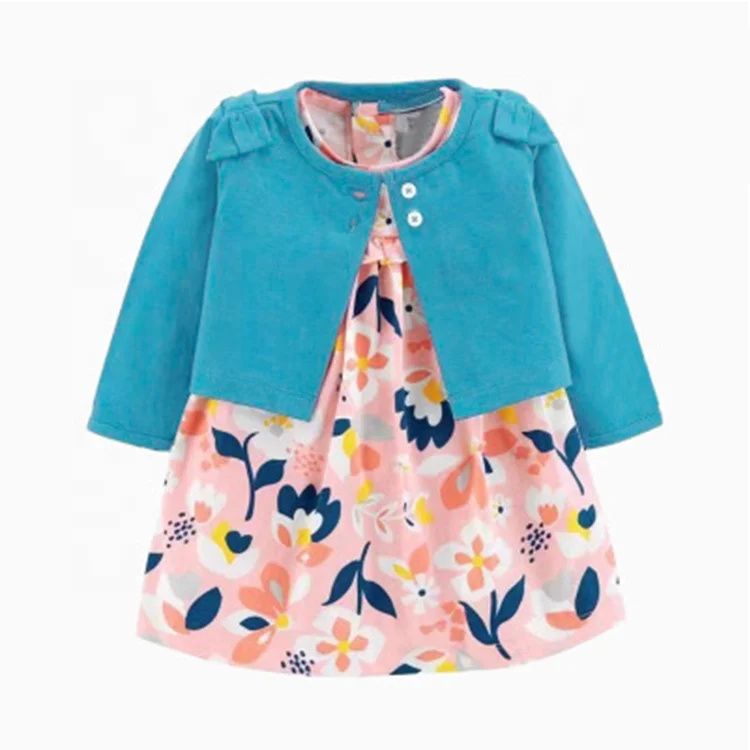 100% cotton infant skirt Long sleeve coat 2 pieces toddler clothing Featured cute baby girls party dresses
