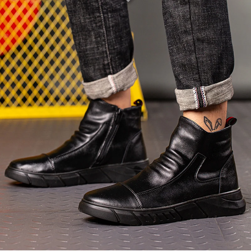 DianSen Wholesale Men Waterproof PU Leather Safety Shoes Soft Outsole Outdoor Work Shoes