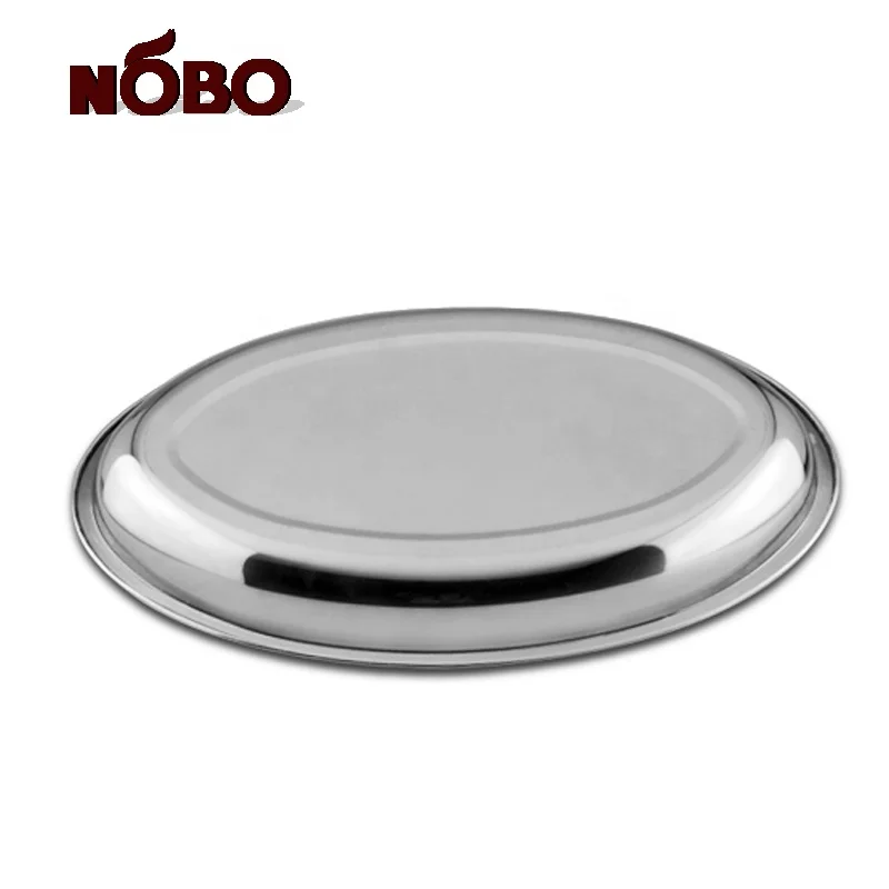 New arrival kitchenware egg shape deep dinner plate stainless steel oval food snacks serving tray