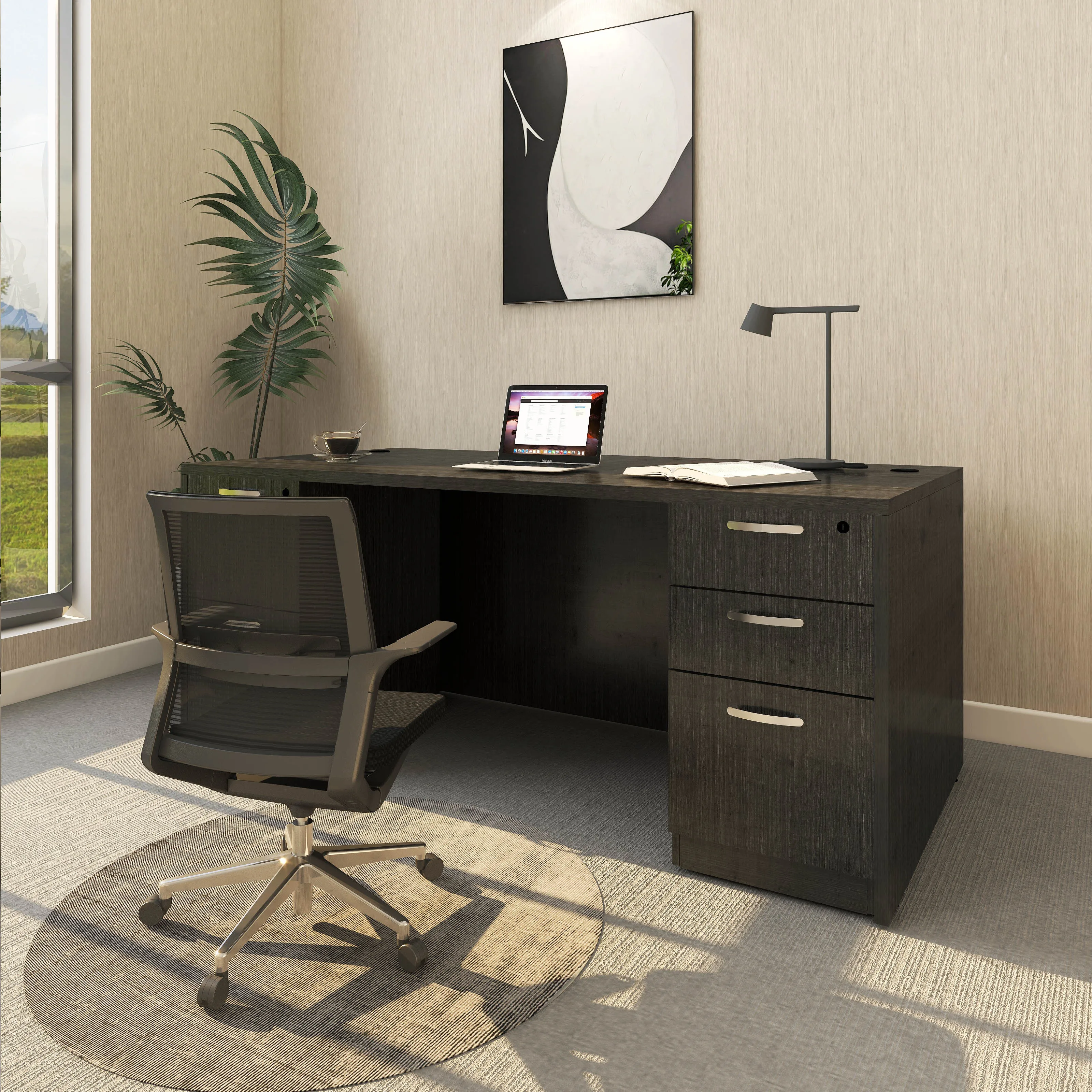 2023 Modern Office Funiture Manager Table MDF Wooden Home Office Executive Desk With Tow Pedstal